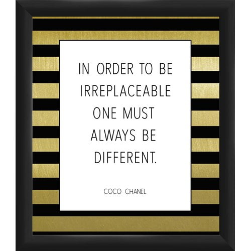 Wall Plaque Black &Gold Sign In Order To Be Irreplaceable One Must Be Different Wall Plaque Black &Gold Sign In Order To Be Irreplaceable One Must Be Different